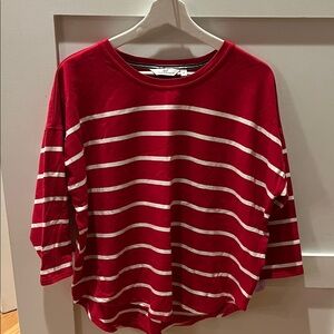 Vineyard Vines Red and White Striped Heavy Long Sleeve Tee